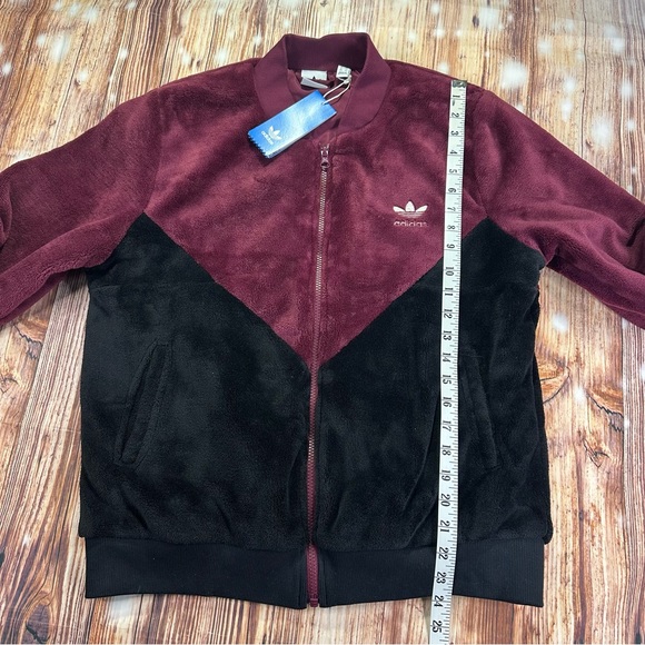 Adidas CLRDO TRACK TOP DH3002 Womens Full Zip Jacket Sz Medium Burgundy/Black - Picture 9 of 15